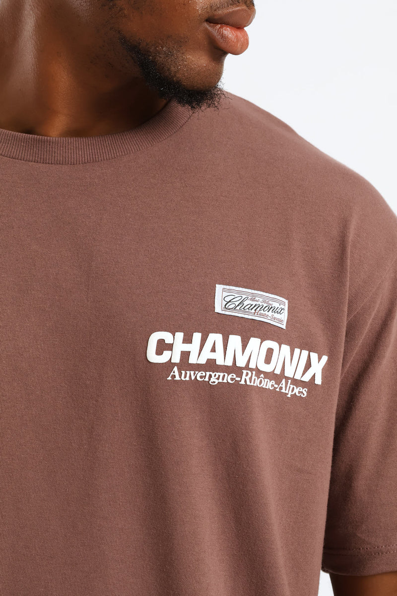 Pepper Corn Chamonix Puff Print Oversized Tee - Brown