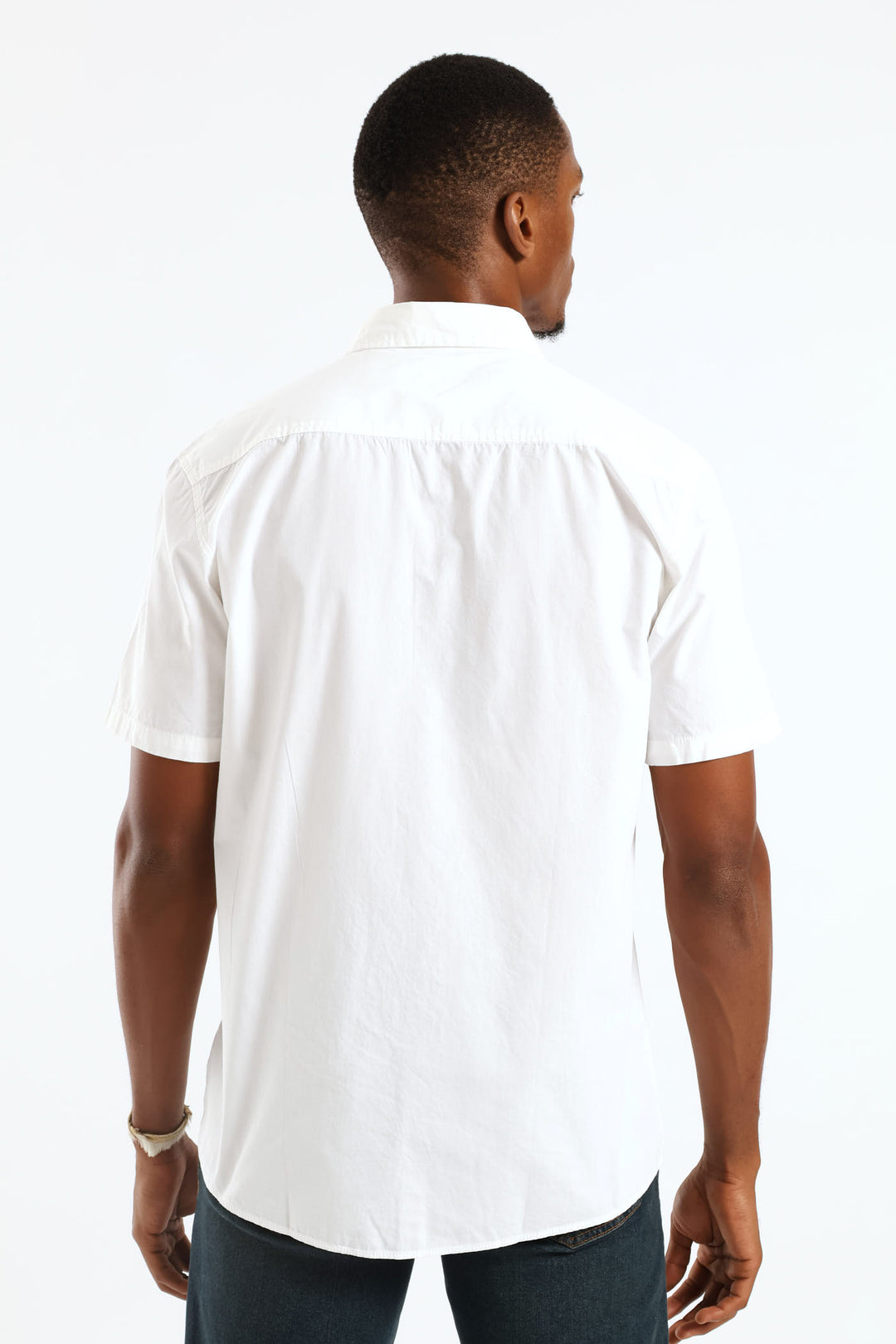 Short Sleeve Panel Poplin Shirt - White