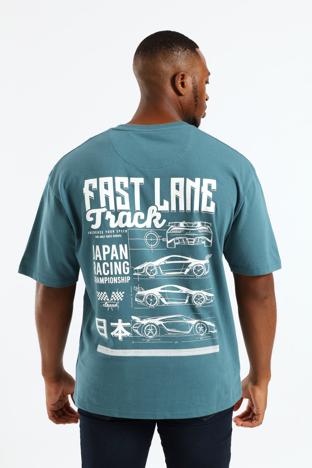 Car Oversized Print Tee - Teal