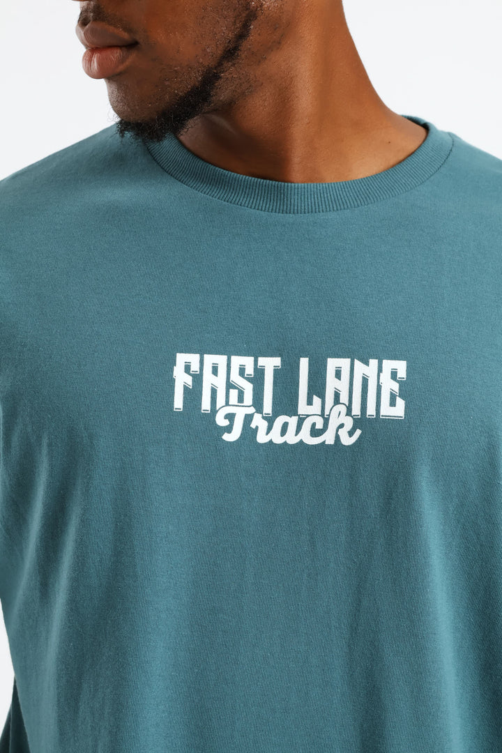 Car Oversized Print Tee - Teal