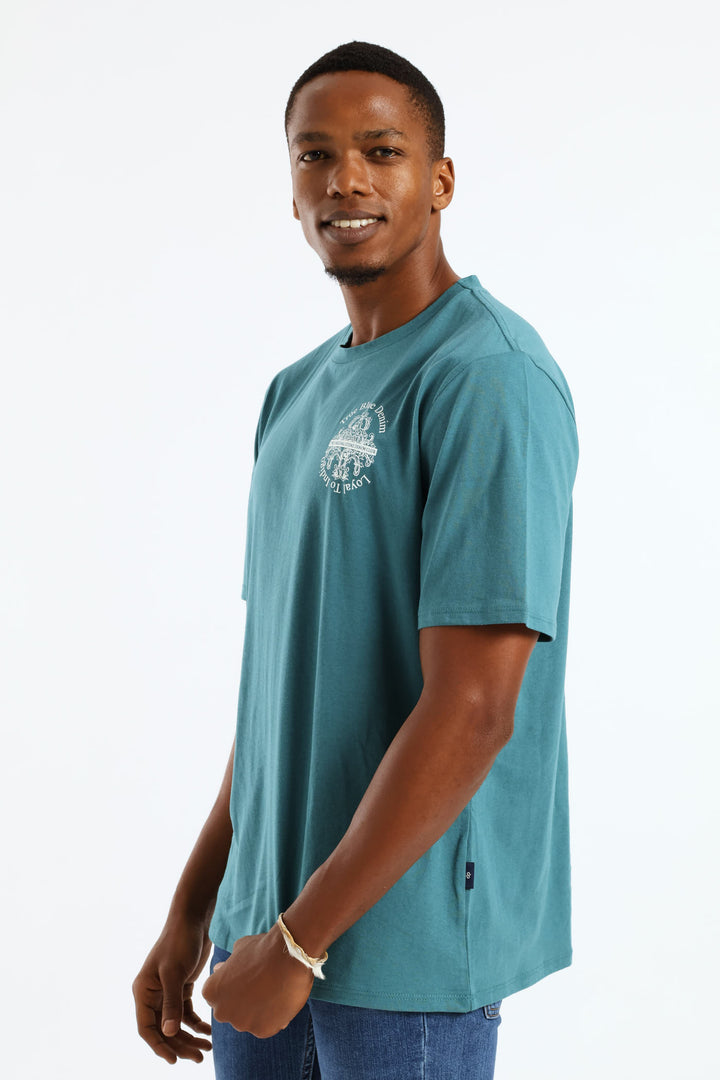 Denim Front & Back Tee - Teal