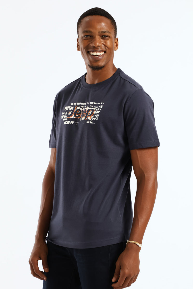 Detail Background Graphic Tee - Navy