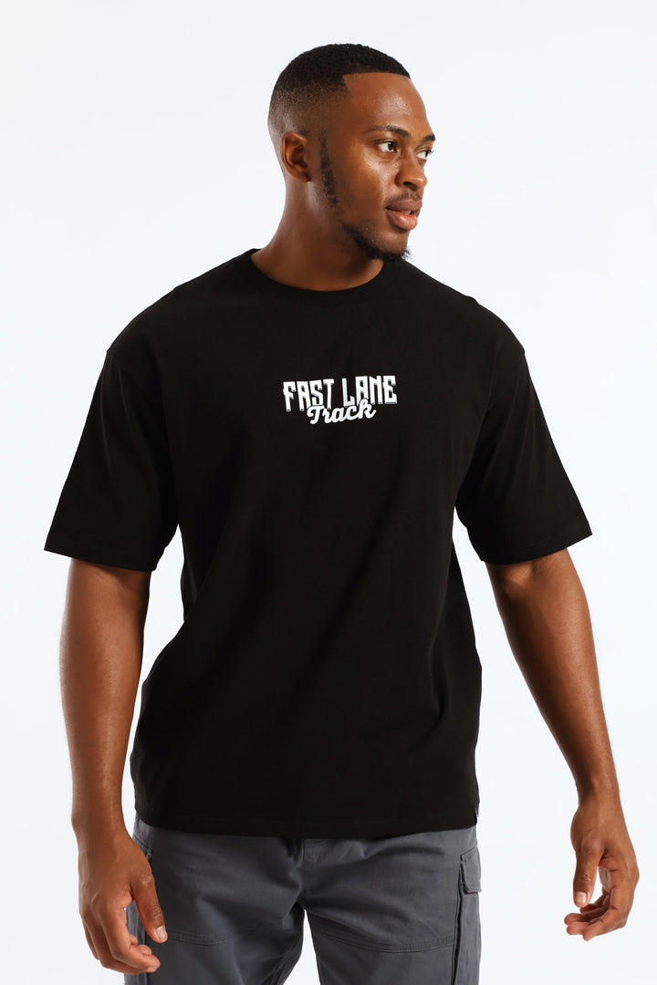Car Oversized Print Tee - Black