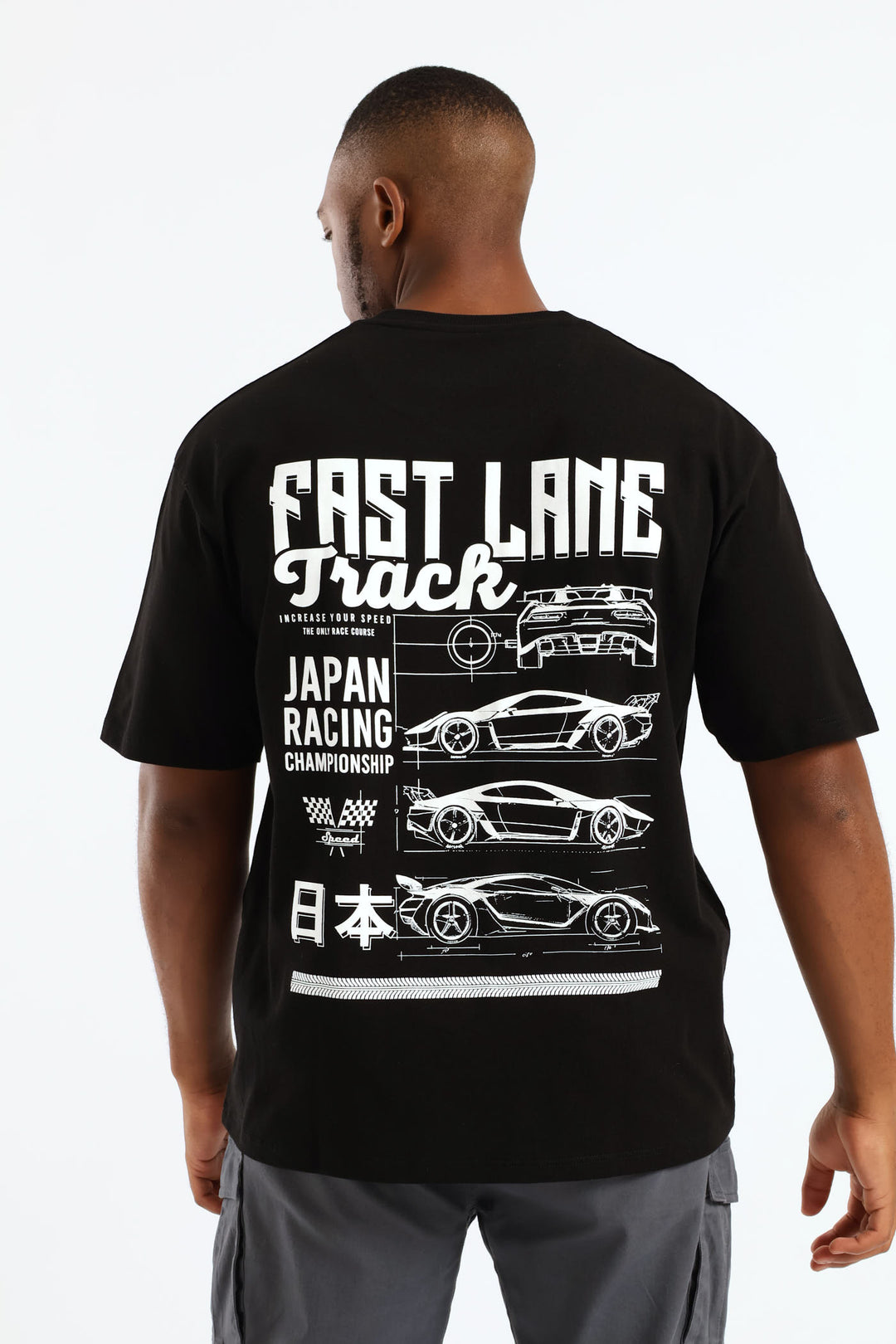 Car Oversized Print Tee - Black