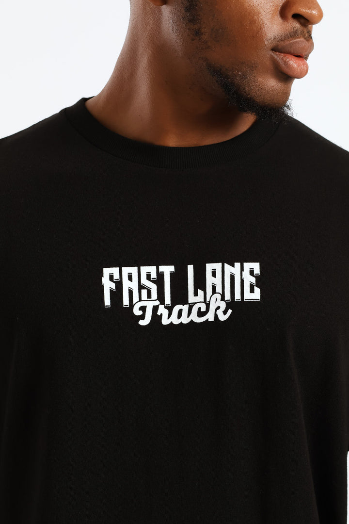 Car Oversized Print Tee - Black