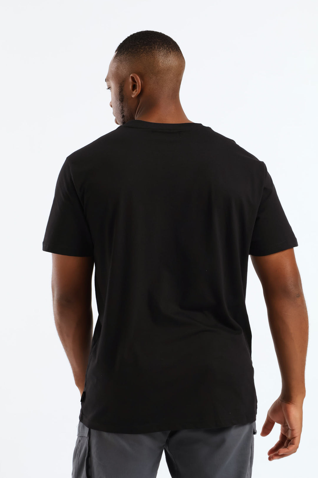 Short Sleeve Mock Rhinestone Tee - Black