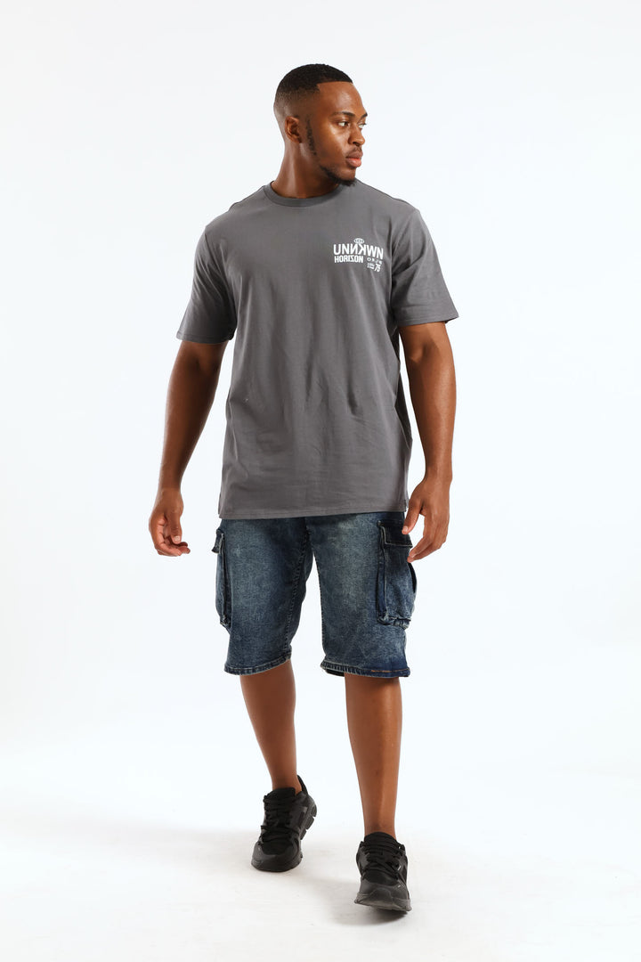 Horizon Front & Back Print Tee - Grey