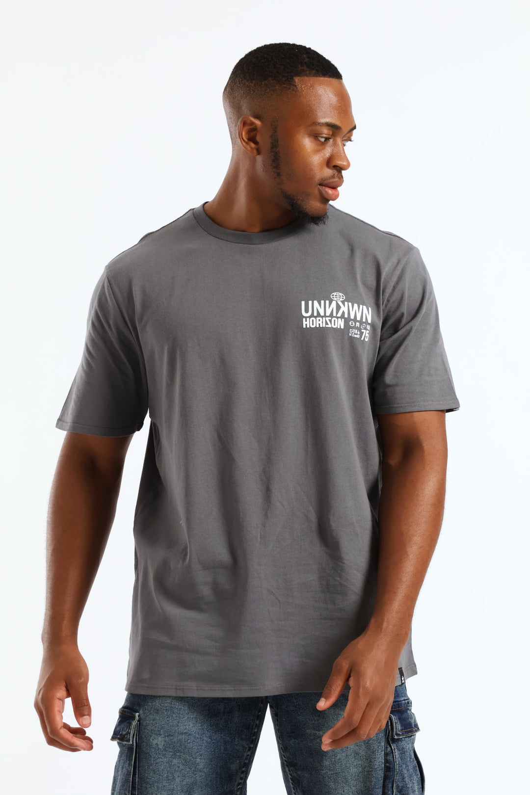 Horizon Front & Back Print Tee - Grey