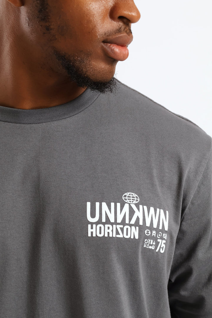 Horizon Front & Back Print Tee - Grey