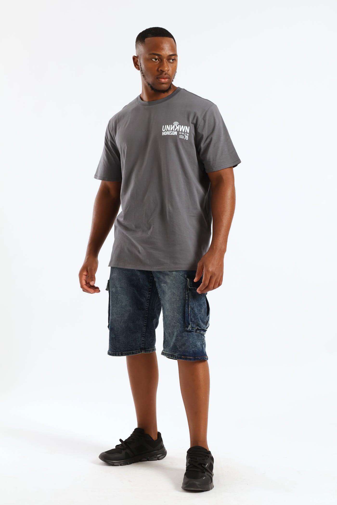 Mens Baggy Cargo Denim Short - Dark Blue – Edgars