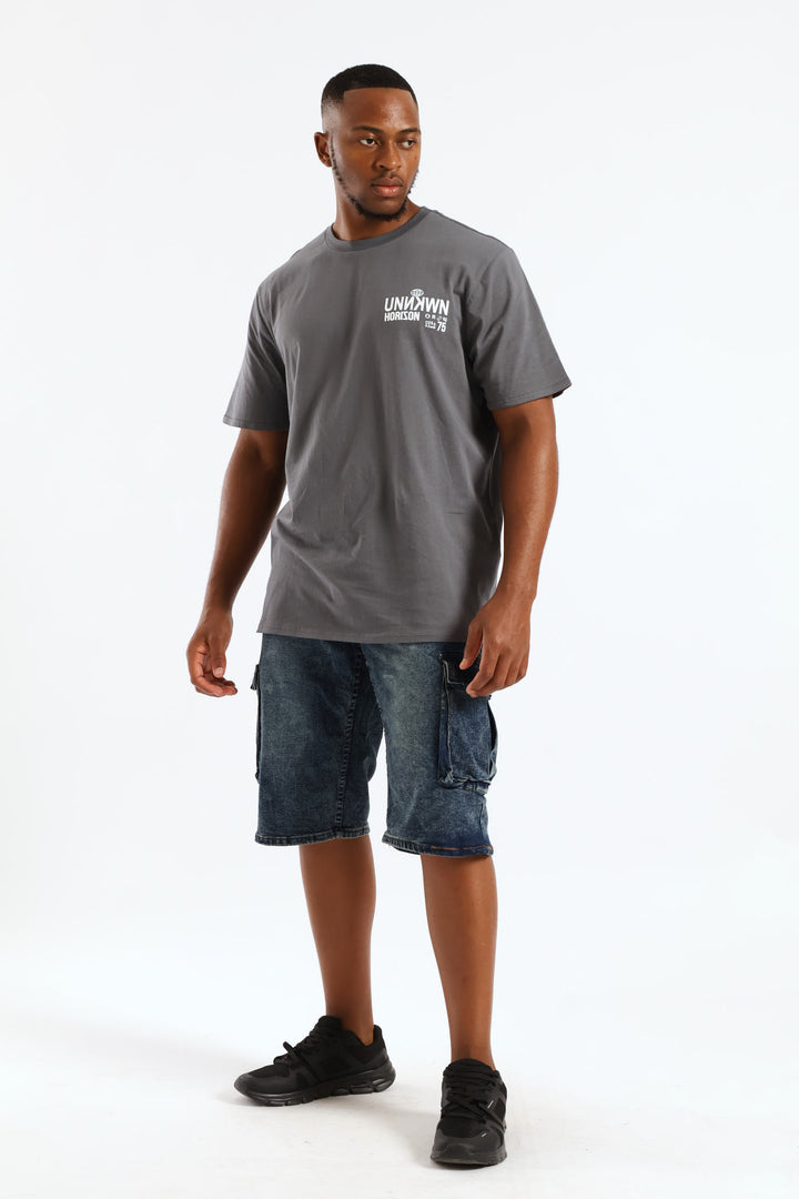 Baggy Cargo Denim Short - Dark Blue