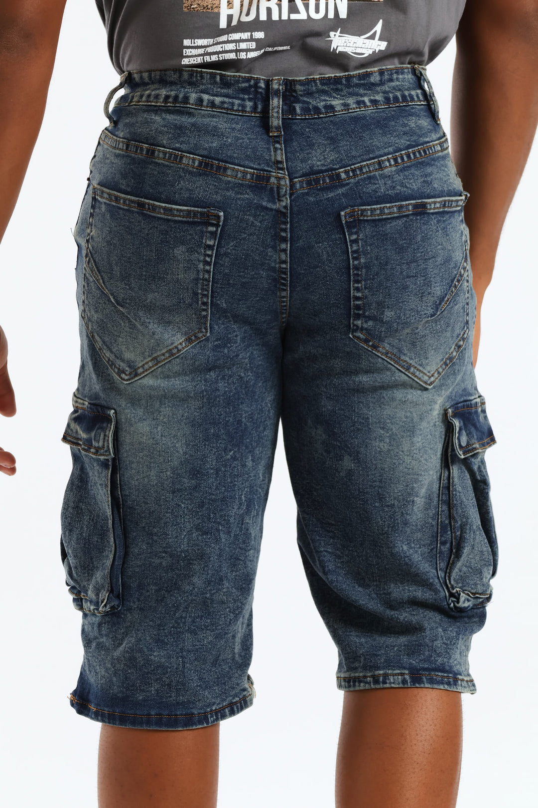 Baggy Cargo Denim Short - Dark Blue