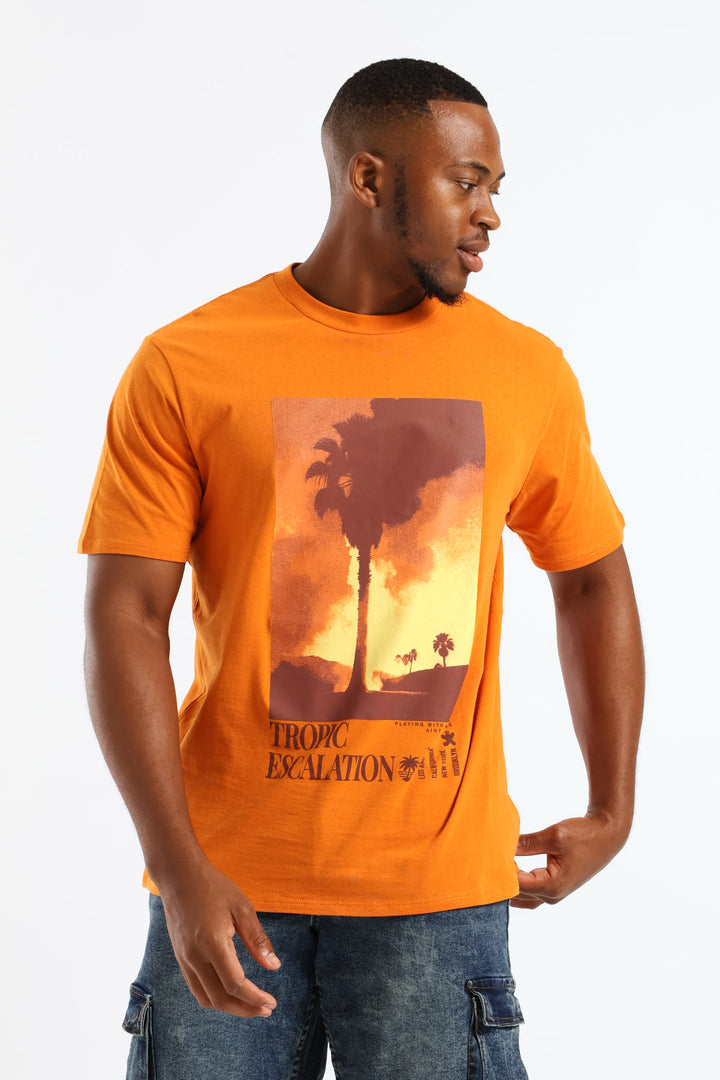 Tropical Print Tee - Orange