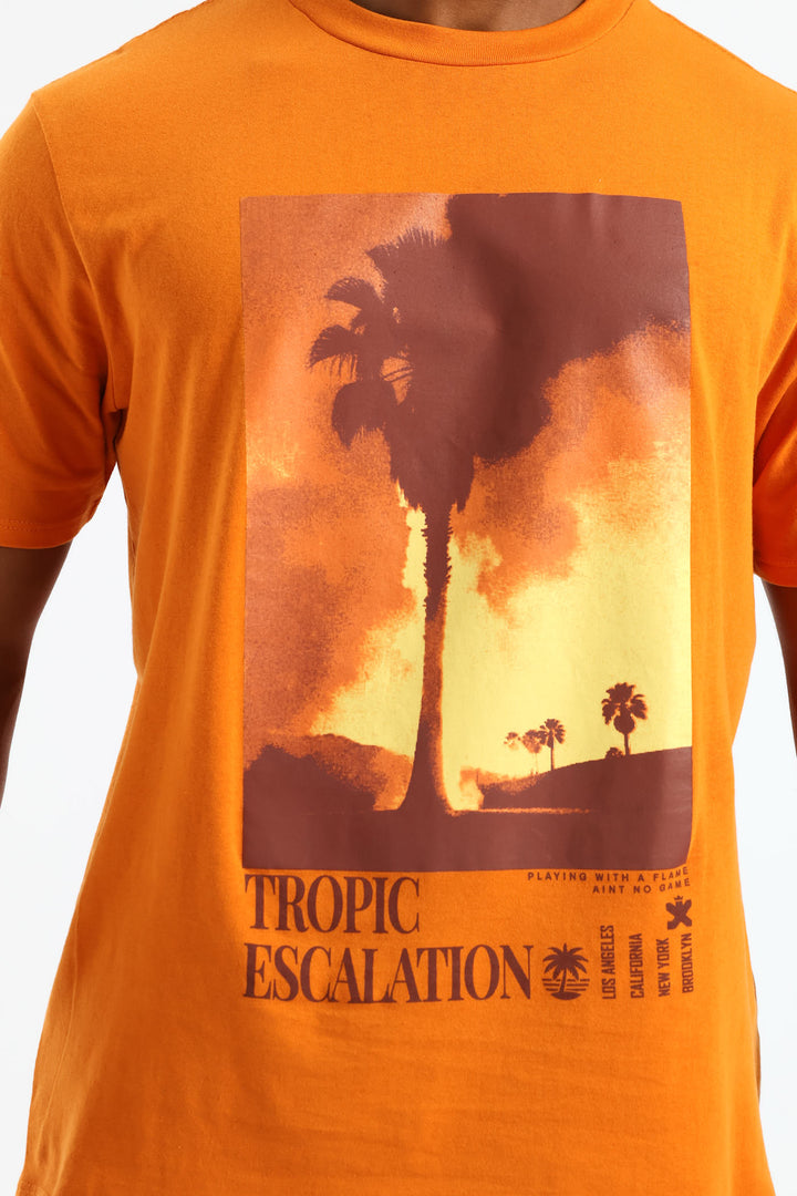 Tropical Print Tee - Orange