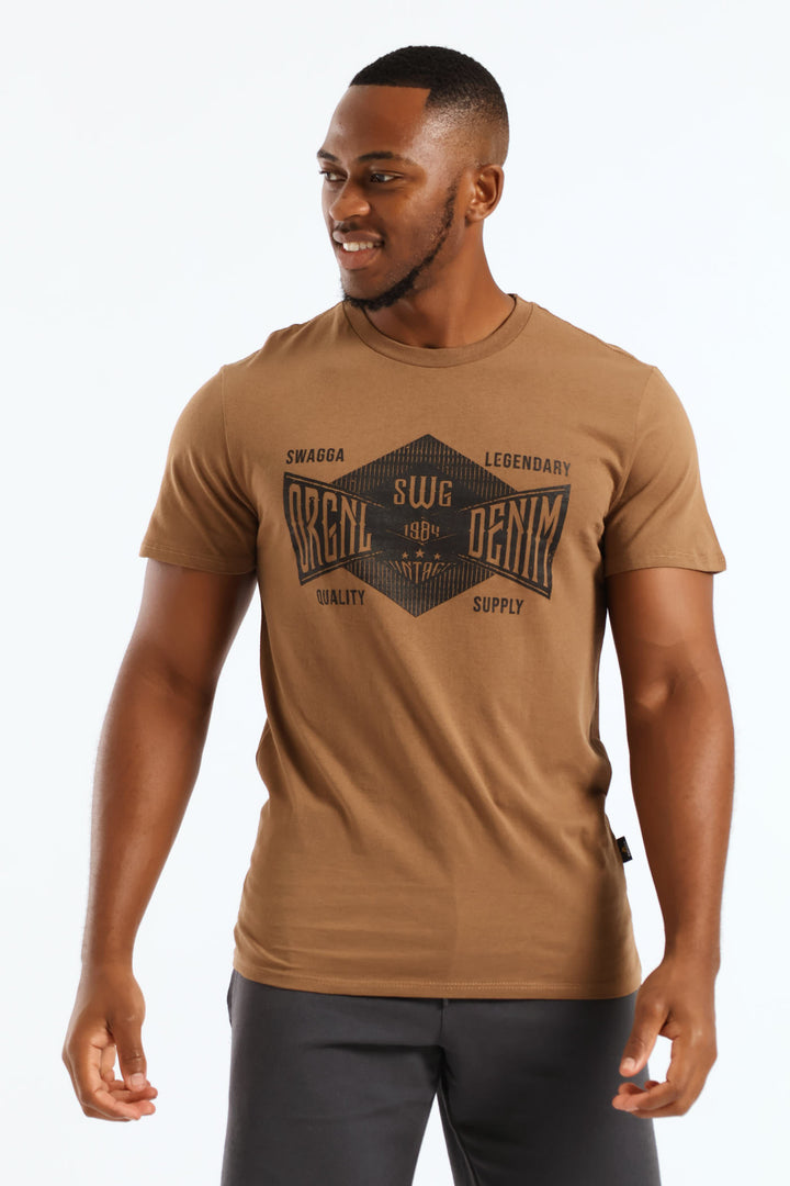 Basic Print T-Shirt - Tabacco
