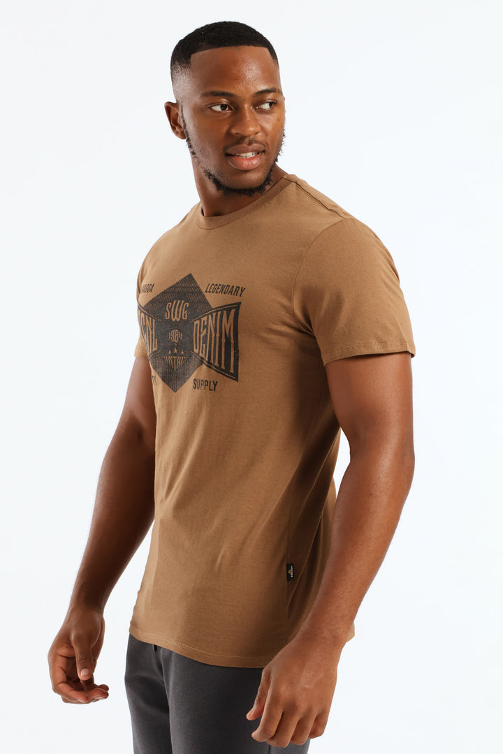 Basic Print T-Shirt - Tabacco