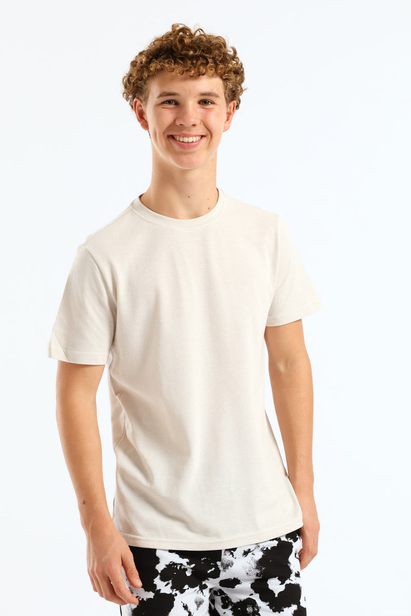 Boys Pique T-Shirt - Stone