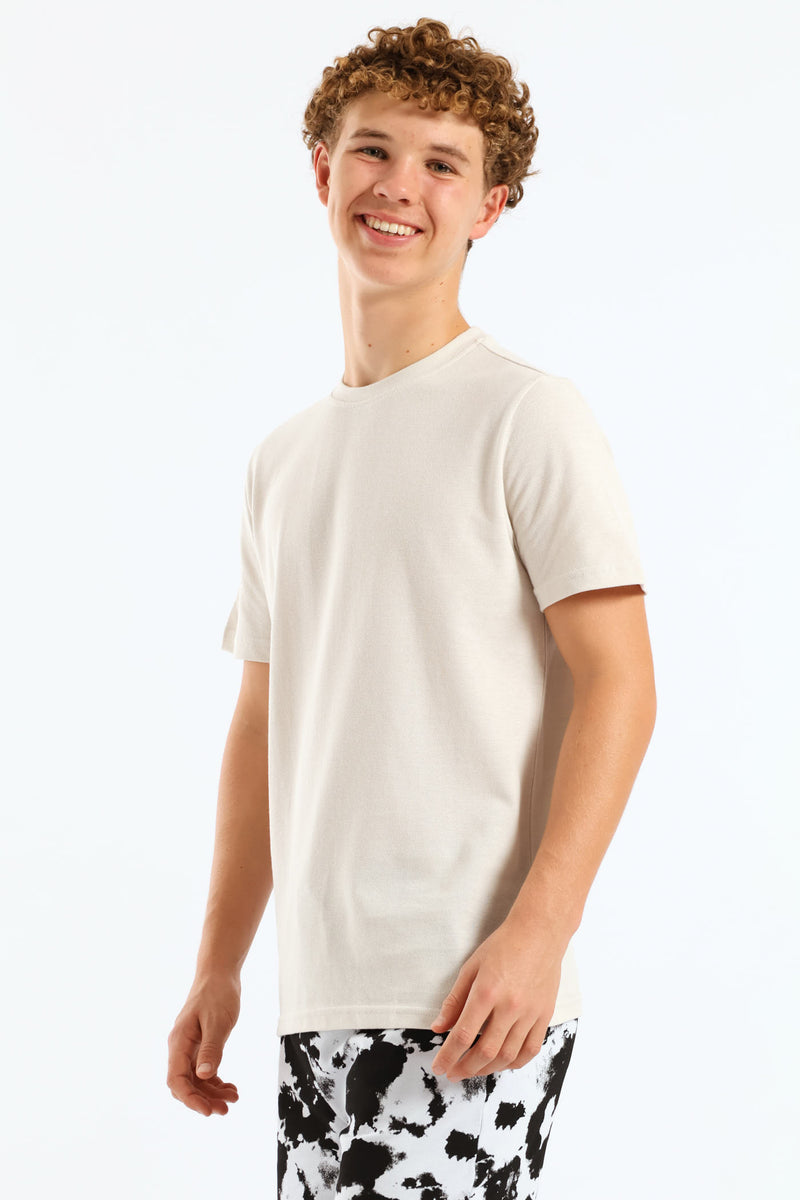 Boys Pique T-Shirt - Stone