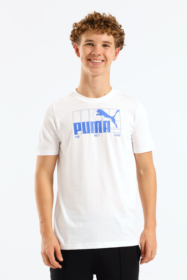 Boys No.1 Logo Tee - White/Blue