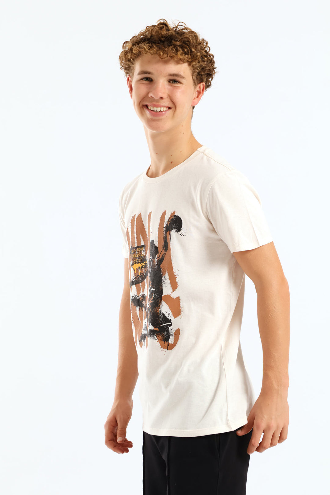 Boys Basketball Print Tee - Ivory