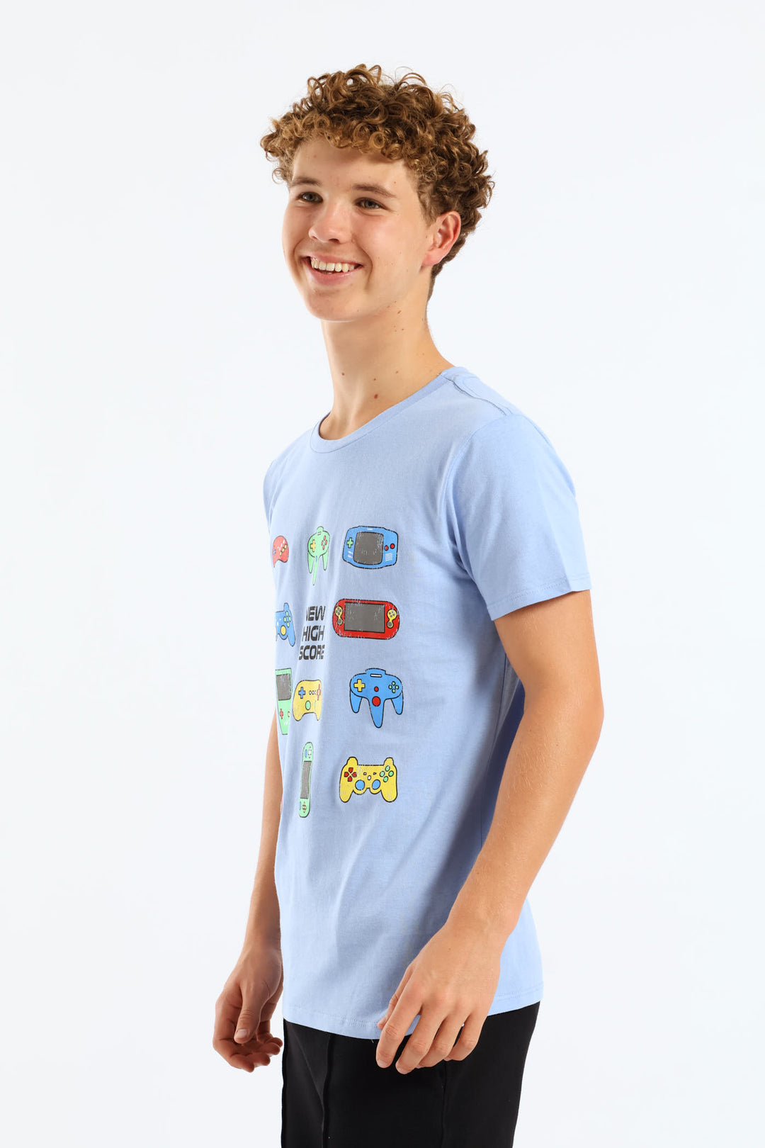Boys Gaming Consoles Printed Tee - Blue