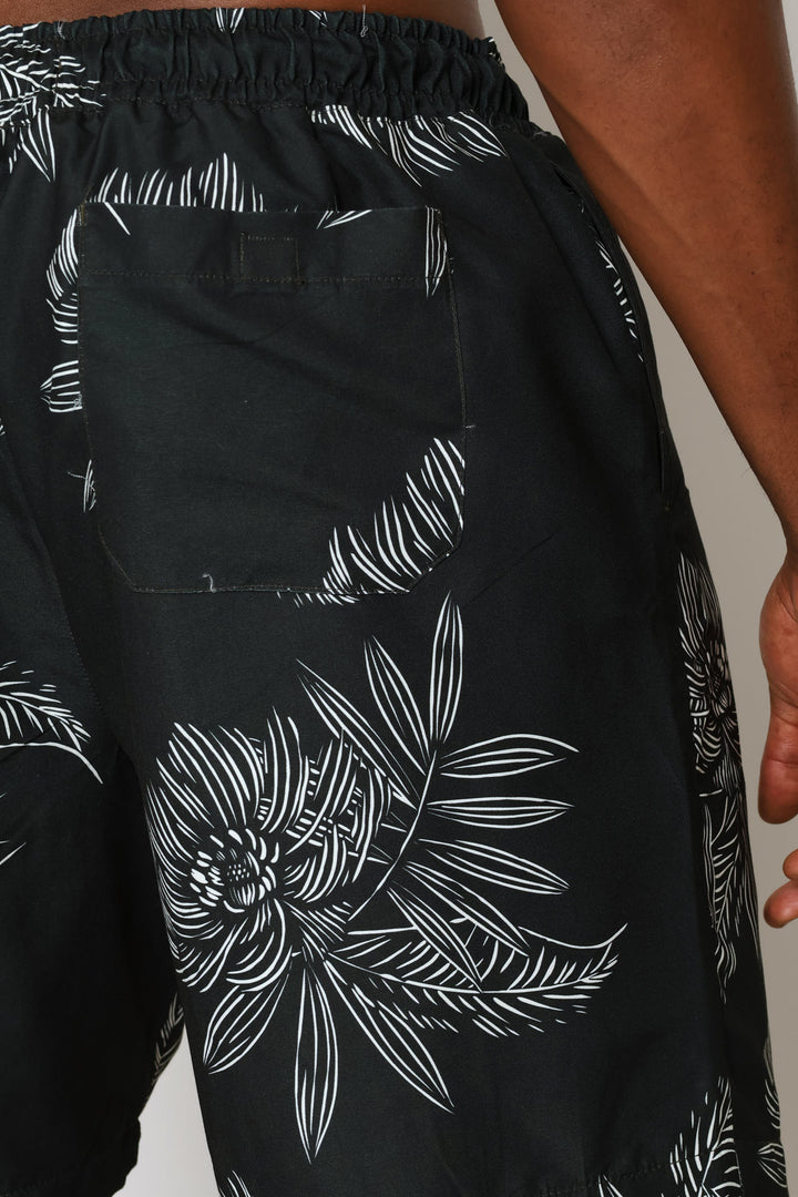 Palm Oasis Swim Short - Black
