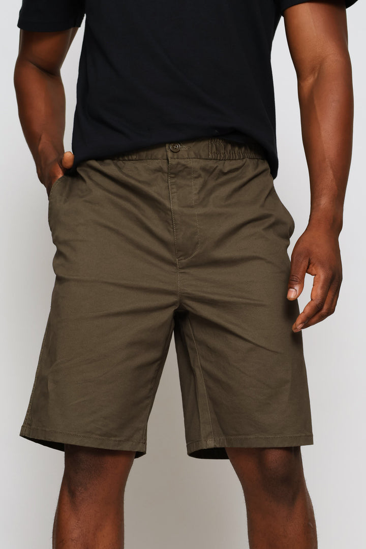 Elasticated Chino Short - Olive