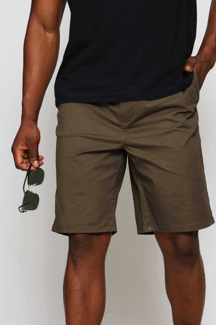 Elasticated Chino Short - Olive