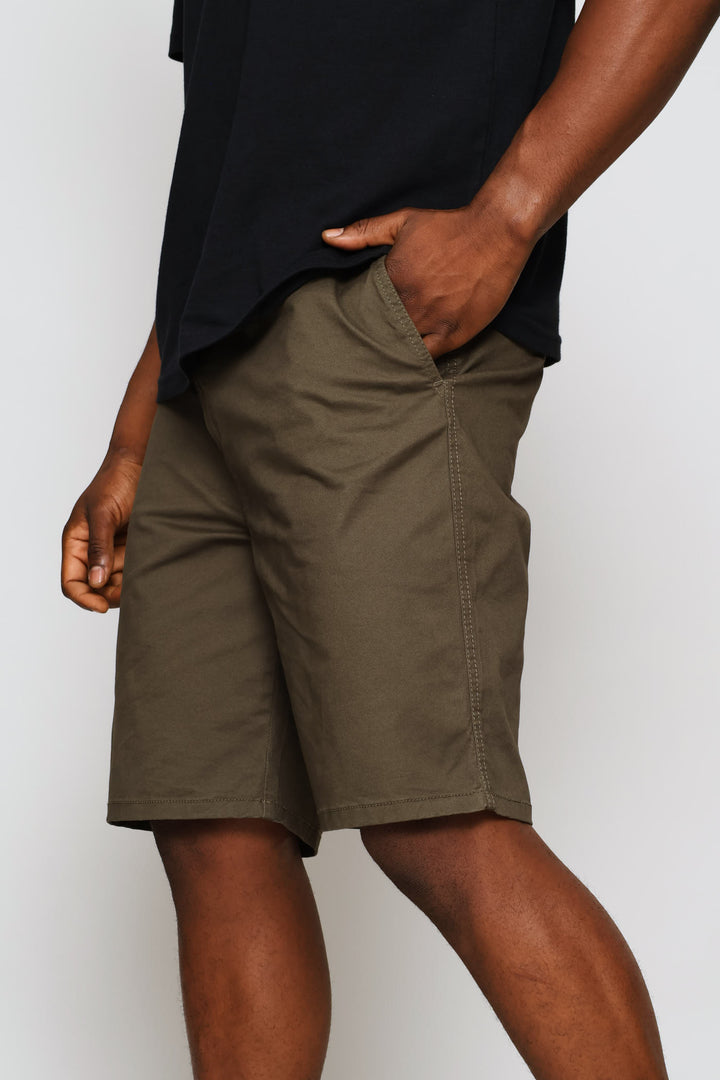 Elasticated Chino Short - Olive