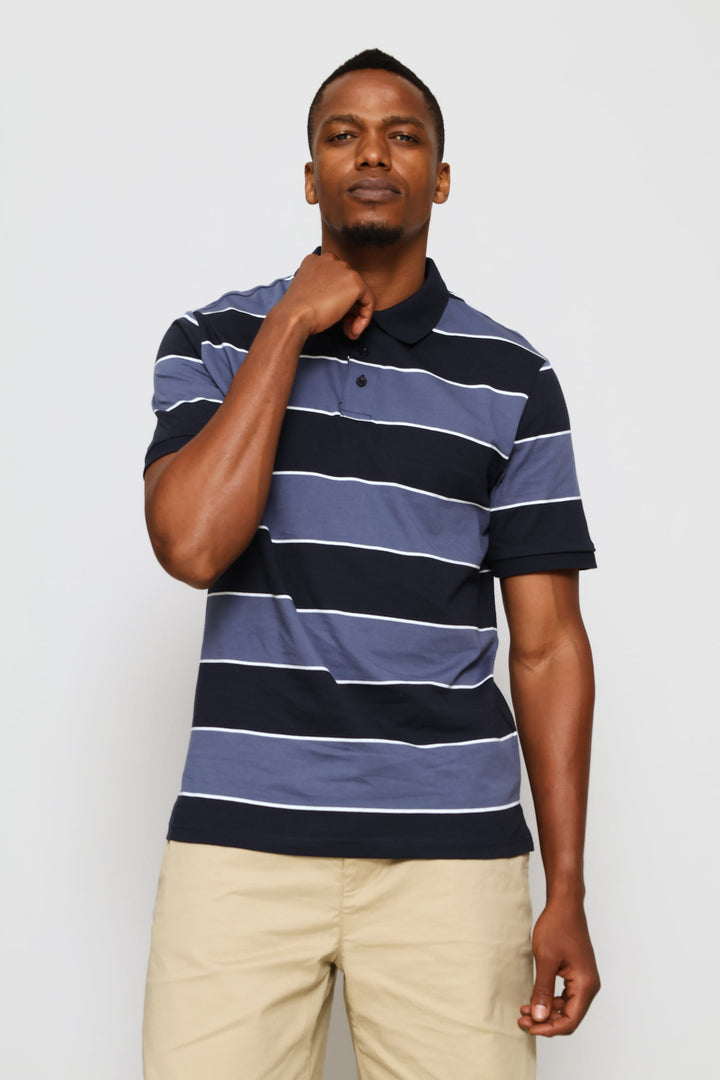 Wide Stripe Golfer - Navy