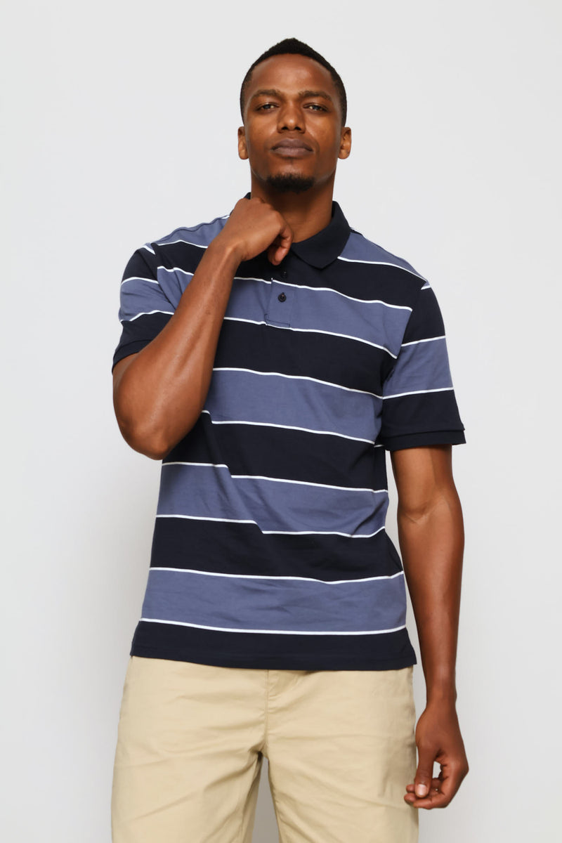 Wide Stripe Golfer - Navy