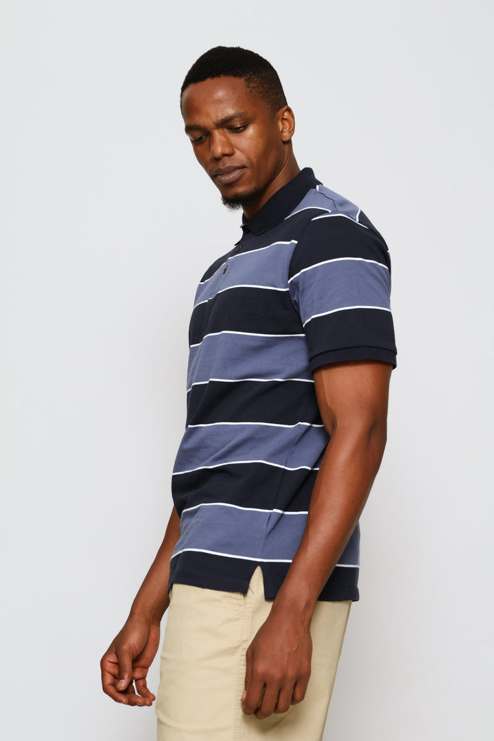 Wide Stripe Golfer - Navy