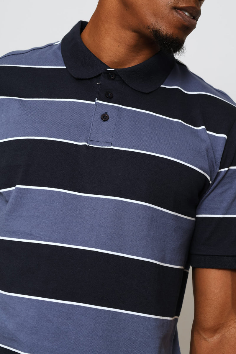 Wide Stripe Golfer - Navy