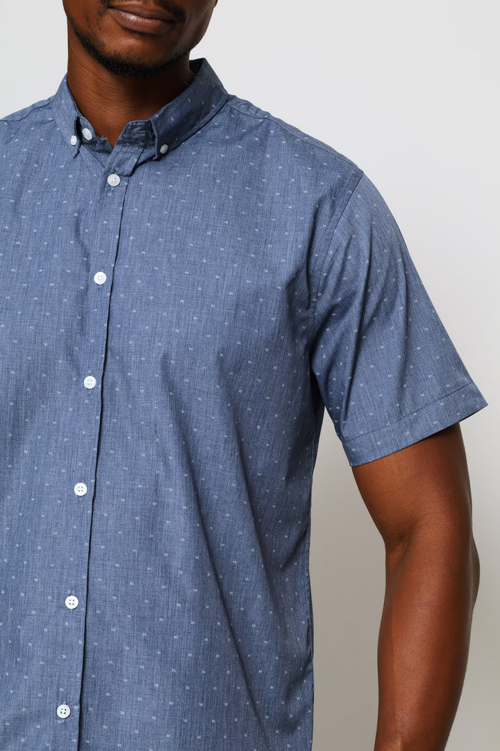 Chambray Printed Shirt - Blue
