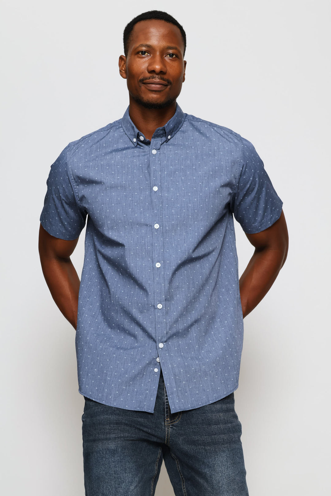 Chambray Printed Shirt - Blue