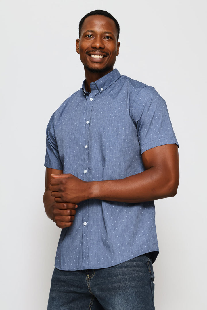 Chambray Printed Shirt - Blue