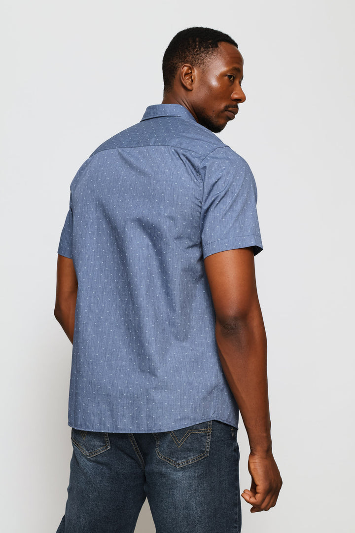Chambray Printed Shirt - Blue