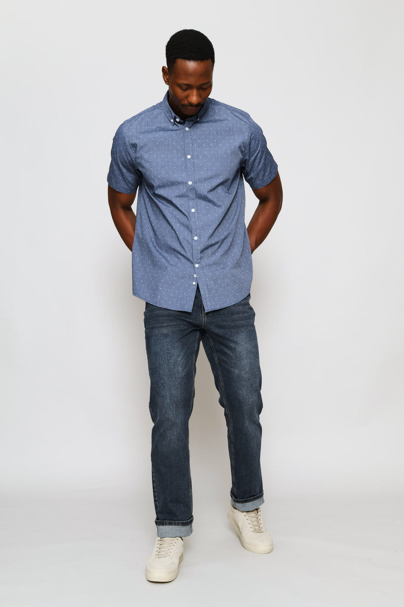 Chambray Printed Shirt - Blue