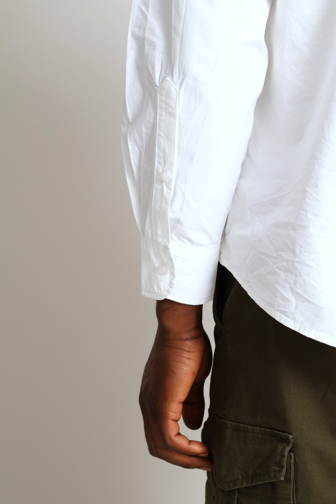 Long Sleeve Flap Pocket Shirt - White