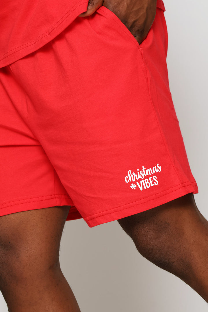 Christmas Vibes Knit Shorts - Red