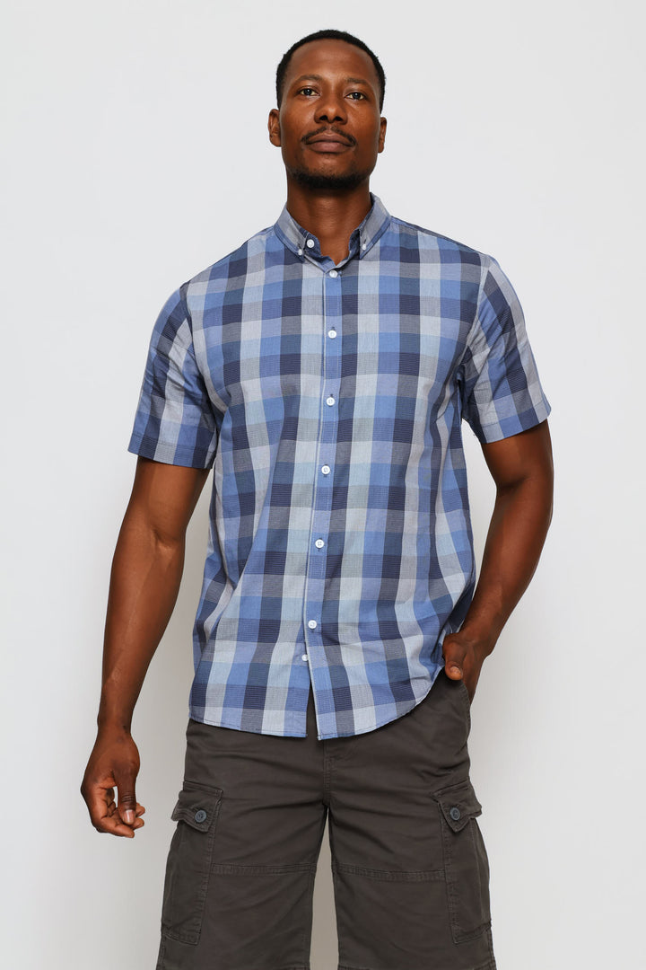 Check Short Sleeve Shirt - Blue