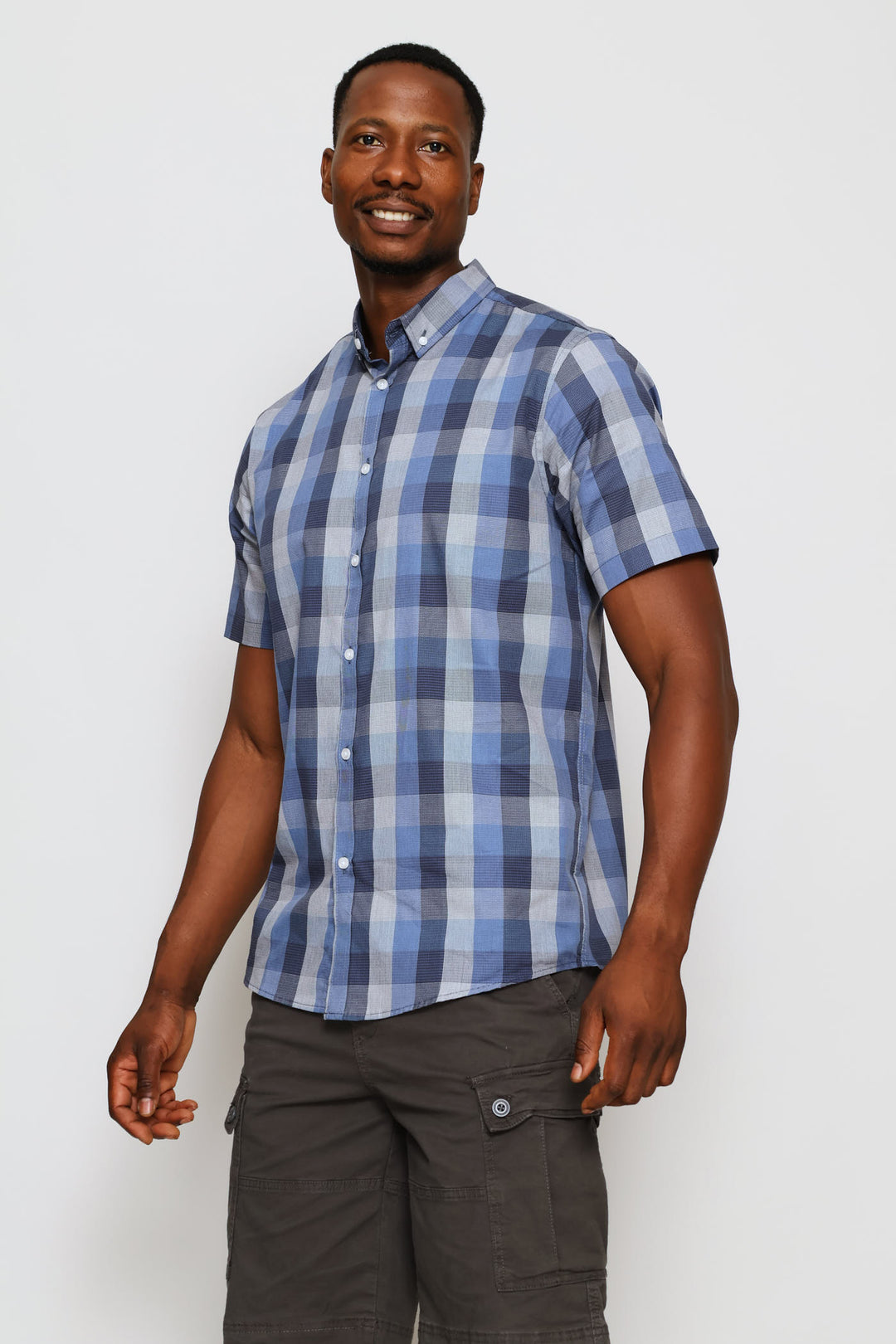 Check Short Sleeve Shirt - Blue