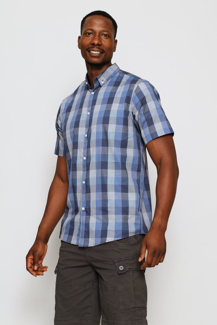 Check Short Sleeve Shirt - Blue
