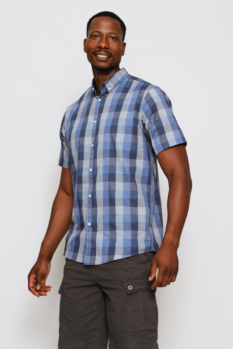 Check Short Sleeve Shirt - Blue