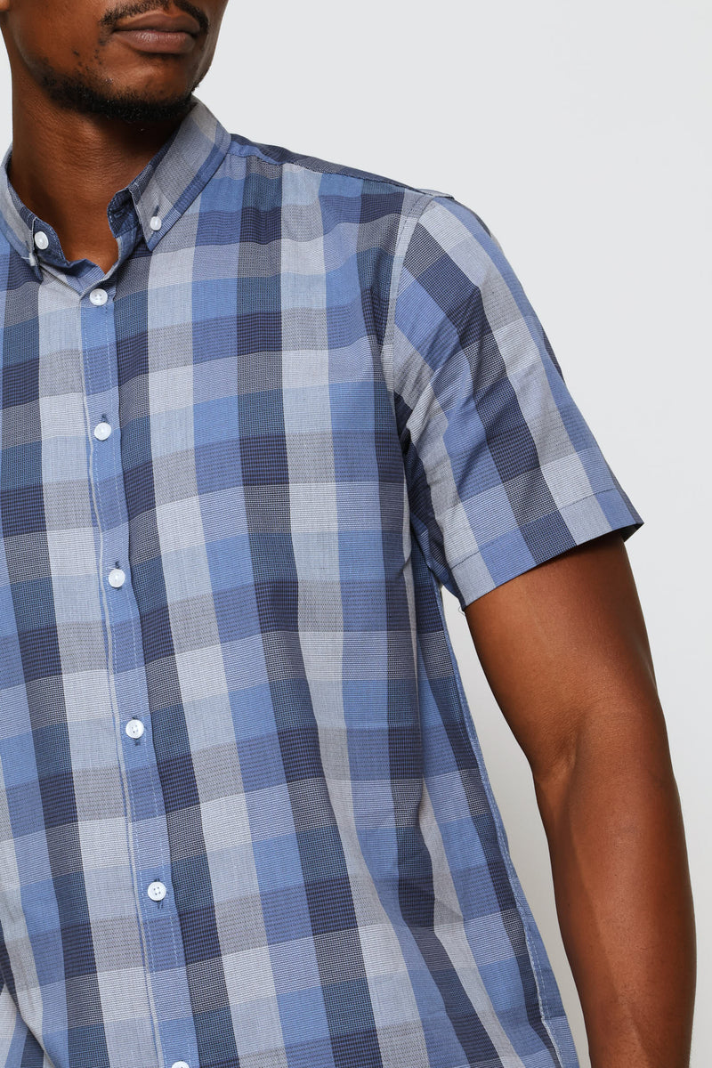 Check Short Sleeve Shirt - Blue