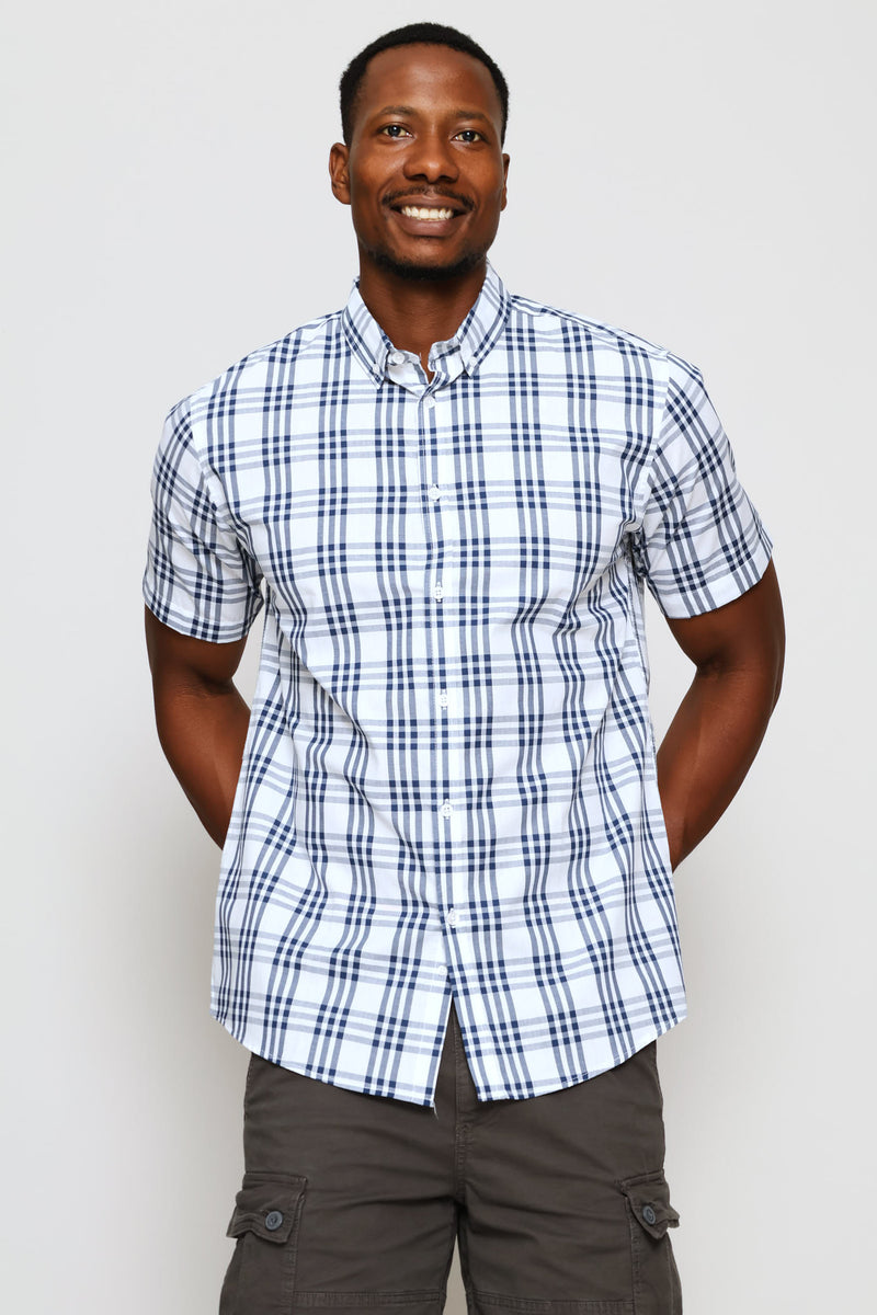 Grid Check Shirt - Blue/White