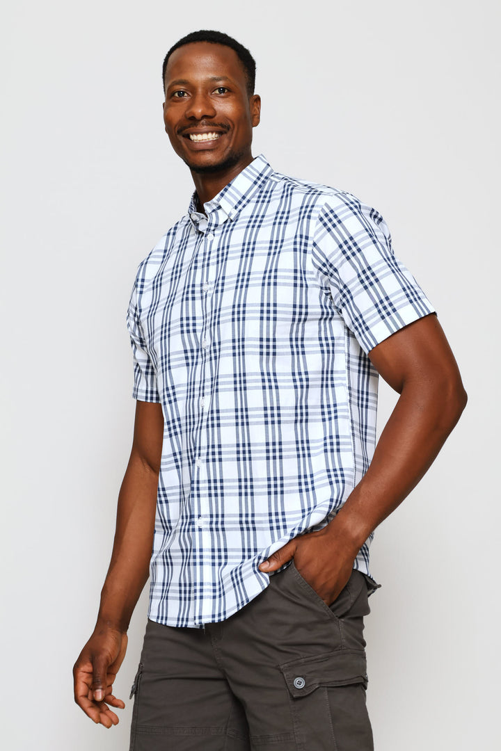 Grid Check Shirt - Blue/White