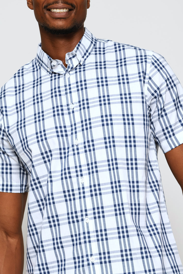 Grid Check Shirt - Blue/White