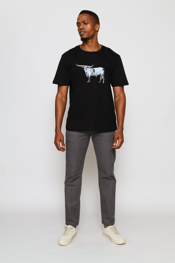 Nguni Steer Tee - Black