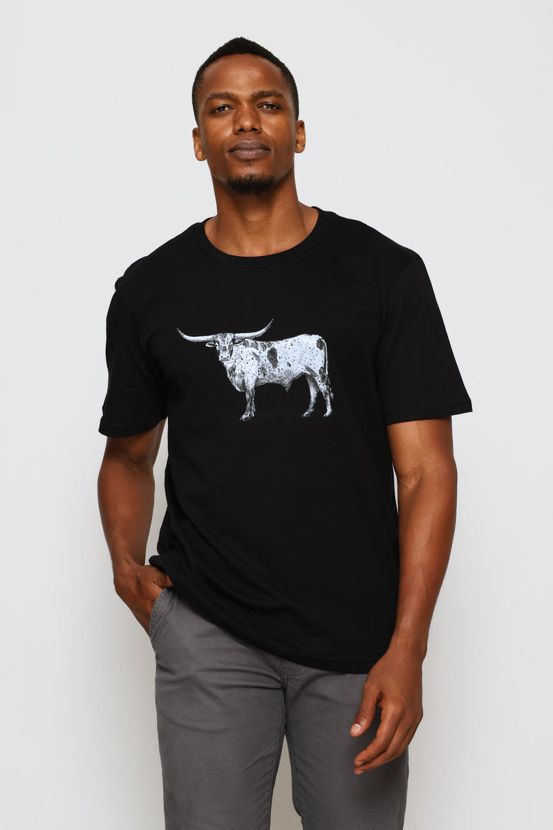 Nguni Steer Tee - Black